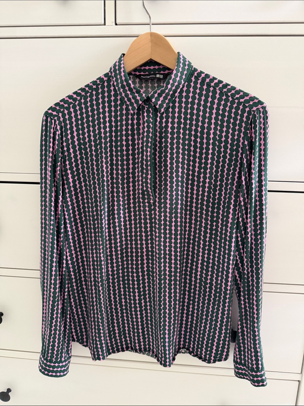 Marimekko Green & Pink Geometric-Print Long-Sleeve Shirt